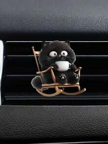 1pc/2pcs Cute Rocking Cat Acrylic 2D Flat Car Air Vent Fragrance Clip Car Diffuser Freshener Decor Set - Multicolor - View 13