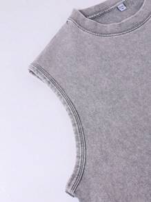 VHUTHK (240g Sleeveless Pure Cotton Washed Vest) 240g Spring/Summer Heavyweight Pure Cotton Washed Vest, Suitable For Daily Wear, Sleeveless Vest Printed With The Letters' ADE 'and Portrait Print