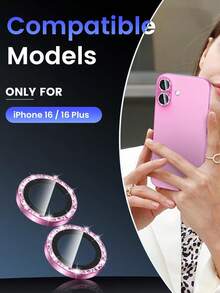 3片装相机镜头保护膜，9H钢化玻璃相机盖屏幕保护膜，高清透明 - 玫紅色 - 查看 2