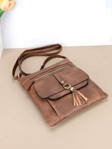 复古纯色女士单肩包，金属装饰 PU 皮革方形斜挎包，配有可调节肩带和手提包，适合日常使用和节日礼物