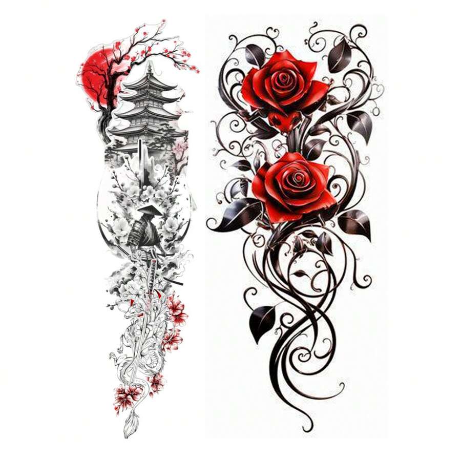 3 Tatuagens Temporaria Tema Feras PB 1 - Multicolorido - Visão 1