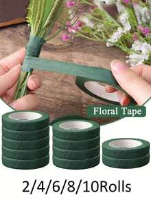 2/4/6/8/10卷装自粘花艺胶带，适用于花束、花茎、花蕊包装，花店DIY工艺品材料，婚礼装饰和包装，人造花自粘包装胶带