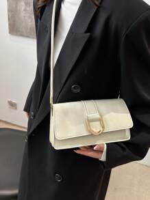 Bolso de hombro cuadrado de color sólido retro con solapa, bolso de axila simplista para mujeres, regalo ideal de Año Nuevo, bolso de negocios casual de moda para mujeres, perfecto para la oficina, los negocios y el trabajo