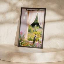 1 Pc Canvas Painting,Framed Picture, Cat, Window, Curtains, Flowers, Garden, Butterflies ,Wood Framed Painting (1) Thickness 2.5 Cm/ 1 Inch-Home Decoration For All Occasions,Ideal New Year, Valentine's Day,Thanksgiving,Easter,Christmas Gift,Room Decoration Aesthetic,Wall Decoration Art,Perfect Gift,Autumn And Winter Wall Decoration,Living Room Decoration, Bedroom Decoration, Kitchen Decoration, Entry Decoration, Bathroom Decoration, Direct Wall Painting, High Quality Wall Painting Poster,Modern Home Decoration Stretched And Framed Ready To Hang