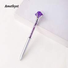 1 pièce Stylo à bille en cristal d'améthyste naturelle authentique et non traitée - Pierre brute unique, écriture fluide, parfait pour les fournitures scolaires des étudiants et les cadeaux d'affaires de bureau - Matériau authentique et non traité