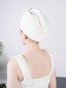 1 Coral Fleece Bath Robe With Hook And Loop Closure And 1 Shower Cap Set Back To School - Purple - View 8