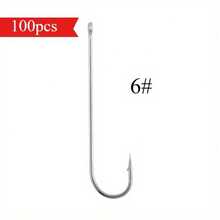 100pcs Long Shank Hook With Hole Barbed Hook Bass Hook - Silver - View 10