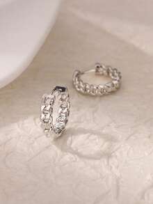 1对复古链条耳环，女士金色不锈钢几何耳环，派对婚礼首饰礼品 - 彩色 - 查看 14