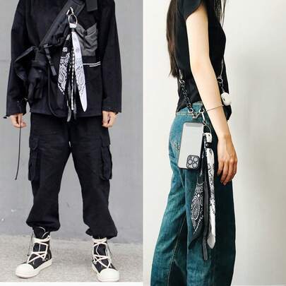 1pc Hip-Hop Style Cashew Flower Pattern Waist Chain Pants Hanging Decorative Scarf Fathers Day Gift School Jewelry Men Y2k Accessories Goth Men's Chains Jeans Accessories Gothic Jewellery Back To School Street Halloween Accessories Punk