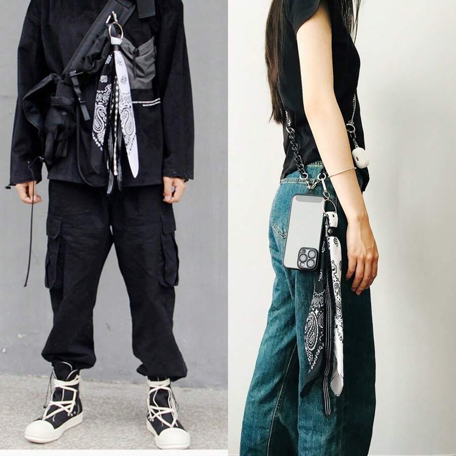 1 件嘻哈风格腰果花图案腰链裤子挂饰围巾父亲节礼物学校珠宝男士 Y2k 配饰哥特男士链条牛仔裤配饰哥特珠宝返校街头万圣节配饰朋克