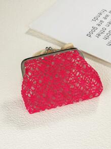 1 pieza Monedero transparente de encaje para niñas, bolsa organizadora de joyería, billetera para guardar monedas de niños, billetera transparente con borde de encaje