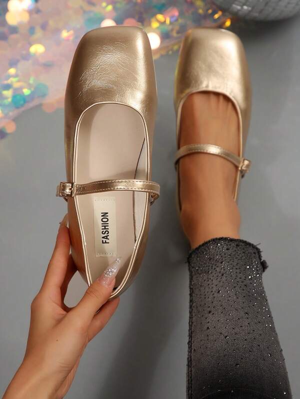 Women's Buckle Decor Simple Ballet Flats, Fashionable & Elegant Mary Jane Shoes, Suitable For Spring, Autumn, Winter, All Seasons. Rubber Sole With Soft And Durable Features, Enhancing Foot Comfort. Suitable For Workwear, Student Uniforms, Casual, Travel, Elegant Outfits. Classic, Soft And Comfortable, Excellent Experience