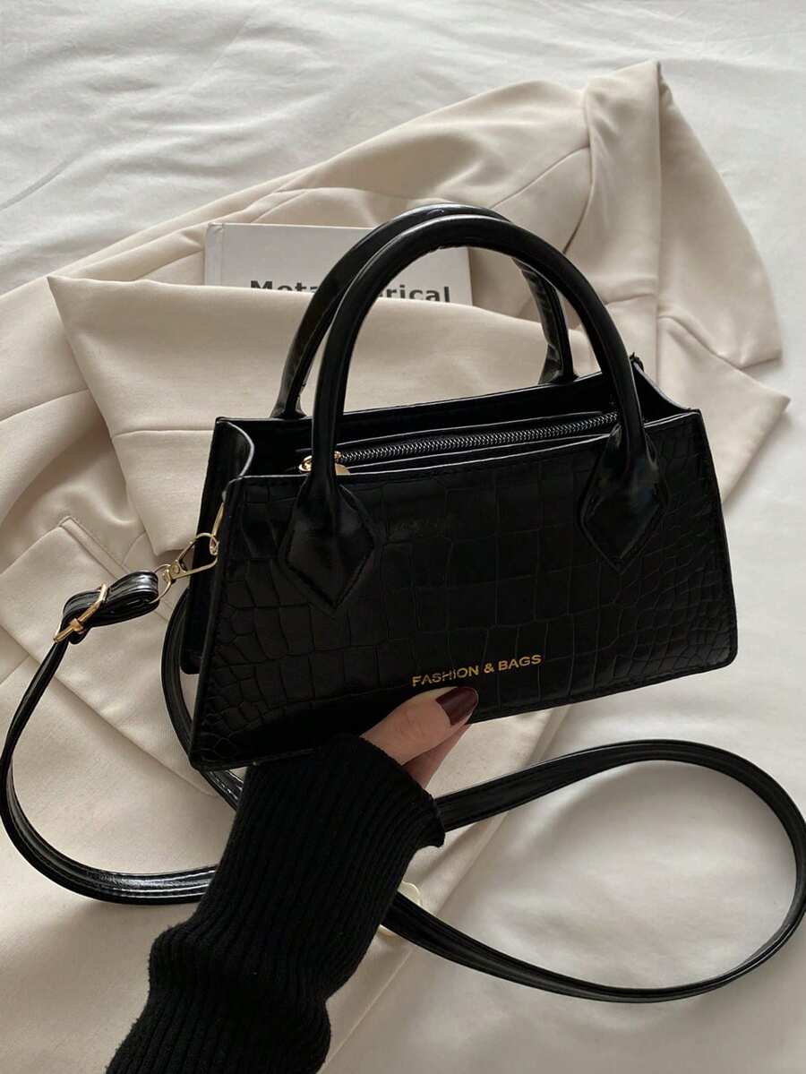 2025新款时尚女士托特包休闲通勤斜跨包时尚简约单肩手提包 - 黑色 - 查看 1