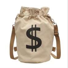 Sac à dos en canevas avec fermeture à cordon, sac d'argent vêtements avec logo dollar, sac de transport pour fêtes, cadeaux, banques, braquages, pirates, cowboys, jeux de rôle, fêtes à thème, fournitures scolaires, rentrée scolaire