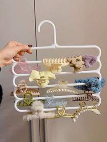 2pcs/Set Hair Clip & Headband Storage Rack, Wall Mounted High Capacity Multi-Layer Dorm Hair Accessory Organizer - White - View 3