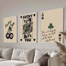 1pc Vintage Aesthetic Lucky 8 Ball Canvas Painting Posters Funny Green Black Ace Card Wall Art Prints Picture For Rome Decoration Optional Frame