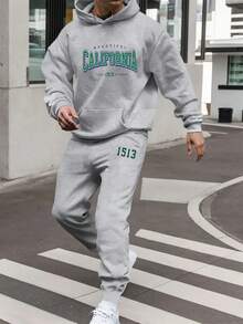 Men Hoodie Co-Ords - Light Grey - View 1