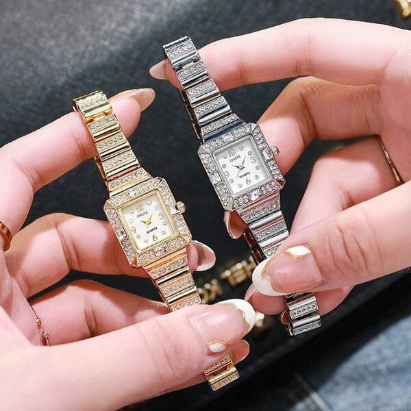New Women Watches Simplicity Square Quartz Watch Clock Luxury Rhinestone Fashion Wristwatches Lady Round Watch Relogio