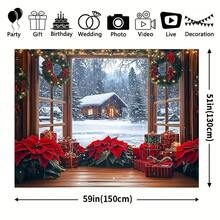 1 Christmas Background Flag, Multifunctional Holiday Background, Snow House Scene, Phoenix Flowers And Gifts, Universal Size, No Need For Electricity, Suitable For Holiday Indoor And Garden Parties, Red Curtain Christmas Background, Etc.