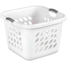6-Pack Square Laundry Basket, Sturdy Plastic Clothes Hamper, 1.5 Bushel, White-Cll - 12 Pack - View 1