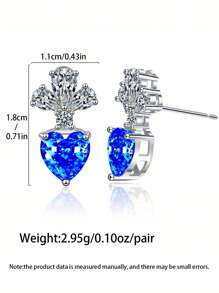 1 Pair, Minimalist Summer European & American Gift, Fashion Zirconia Heart-Shaped Gem Stud Earrings, Suitable For Women's Holiday Decoration And Wearing