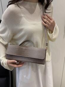 Nova bolsa de ombro feminina luxuosa e versátil com estampa de crocodilo