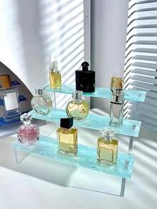 1 件彩色亚克力梯子展示架，3 层搁架，用于收藏品、流行音乐、玩具、收藏品、漫画、指甲油、香水、纸杯蛋糕、装饰品和储物物品、珠宝盒、小袋、化妆刷架、刷子架、香水收纳袋