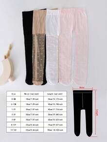 4pcs Girls Heart Pattern Breathable Thin Tight Leggings, Suitable For Summer - Multicolor - View 2