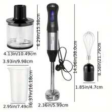 1000W Four In One Handheld Blender, Stainless Steel Rod Blender, 500ML Chopper, And 700ml Juice Cup - Black - View 2