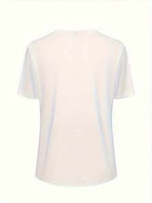 Camiseta de algodón de ajuste holgado casual para hombres con estampado gráfico de águila geométrica - Esencial de verano con cuello redondo transpirable, lavable a máquina, camiseta cómoda, tela duradera - Blanco - Ver 3