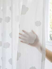 1pc Cloud Shaped Curtain Panel, Cartoon Style, Simple & Fresh, Suitable For Kids Room, Boys & Girls Bedroom