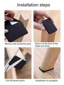 Self Adhesive Furniture Leg Feet Protector Pad, Chair Leg Pad Anti-Skid Scratch DIY Resistant Furniture Feet Floor Protector Pads Chair Foot Cushion Dining Chair Table Feet Mute Anti-Slip Stickers Sofa Furniture Table Corner Legs Wear-Resistant Anti-Collision Protective Cover Stool Legs - Black - View 5