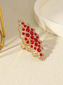 1 pièce Bague ouverte ajustable à long strass exagéré pour femmes, convient pour les occasions formelles