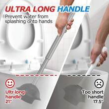 FORASTO 2 In 1 Toilet Plunger And Brush Set,Extended Handle Plunger,Toilet Bowl Brush Plunger Set,Bathroom Cleaning Tools ,Toilet Brush Plunger Combo,Cleaning Brush,Bathroom Cleaning Supplies - 深灰色 - 查看 3