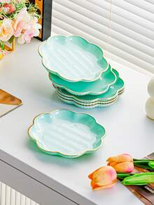 4pcs/6pcs Plastic Bone Plates - Small Dishes With Flower Pattern, Golden Accents, Suitable For Kitchen, Dining, Pickles, Chicken Bones - Multi-Function Mini Plates For Home And Restaurant - Multicolor - View 19