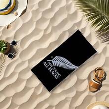 1 条装全黑队（新西兰橄榄球队）经典银蕨标志印花大号，速干、柔软、超强吸水沙滩巾，适合游泳、沐浴、旅行、野餐、露营。可机洗户外毛巾，适合男士、女士、男孩和女孩，沙滩必备 - 黑色 - 查看 15