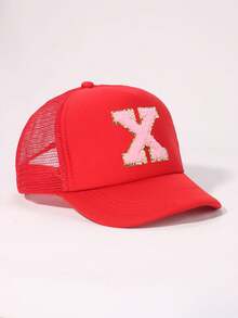 1 pieza Gorra de béisbol de ala suave rosa para bebé y niño pequeño, elegante y versátil, apta para niños y niñas, para salidas diarias de verano, gorras con visera - Rojo - Ver 16