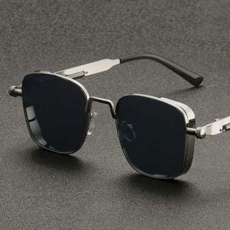 1pc Punk Rock Style Men's Rectangular Thick Frame Geek Optical Glasses Back To School Fashionable Preppy School Look