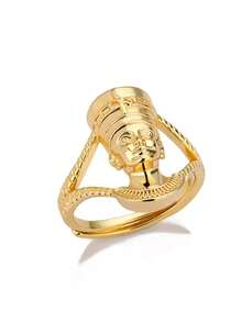 1 件复古埃及女王女神戒指，女士情侣镀金戒指，个性珠宝，日常佩戴，周年纪念日生日礼物