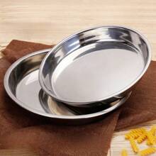 Plaque de cuisson ronde en acier inoxydable, 34 cm/13,4 pouces, convient pour un usage domestique et commercial