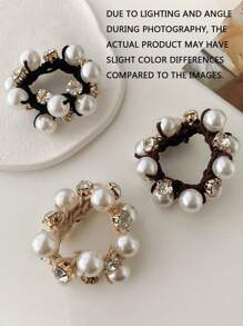 1Pc Elegant Faux Pearl Rope Female Simple Temperament Hair Rope Korean Online Celebrity Elastic Hair Tie Ponytail Headdress Holster. Hair Ties Ponytail Holders Hair Elastics Hair Rubber Bands Scrunchies Elastic Hair Tie, Hair Bobbles