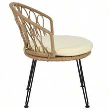 U_STYLE Outdoor Leisure Set, 2 Rattan Single Chairs With A Glass Round Table, Perfectly Suited For Patios, Balconies, And Courtyards - 1 - View 9