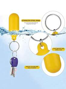 Waterproof Floating Keychain - ABS And Stainless Steel, Yellow With Compass Design - Perfect For Boating, Canoeing, Fishing, Rafting, Surfing And Party Gifts, Fishing Gear Accessories | Compass Keychain | Waterproof Keychain, Beach Essentials, Beach Accessories, Pool Float