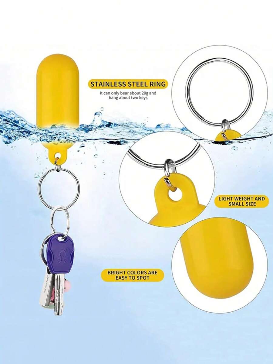 Waterproof Floating Keychain - ABS And Stainless Steel, Yellow With Compass Design - Perfect For Boating, Canoeing, Fishing, Rafting, Surfing And Party Gifts, Fishing Gear Accessories | Compass Keychain | Waterproof Keychain, Beach Essentials, Beach Accessories, Pool Float