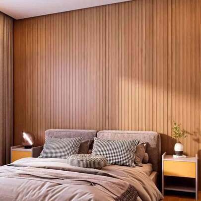 Kit 50 Placas Painel Ripado MDF Autocolante Para Parede e Moveis