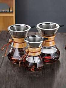 1PC Wholesale High Borosilicate Heat-Resistant Glass Rhinestone Wood Slice Coffee Pot Transparent Glass Mug Home American Shared Teapot Back To School