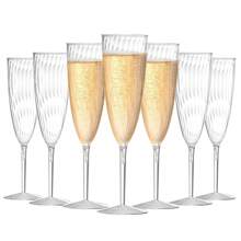 6-Ounce Clear Champagne Glasses, Disposable Cups Suitable For Parties, Weddings, Banquets, Family Holidays, Picnics, Cocktails, Mimosas, Bars, Engagements, Thanksgiving, Christmas, And Baking