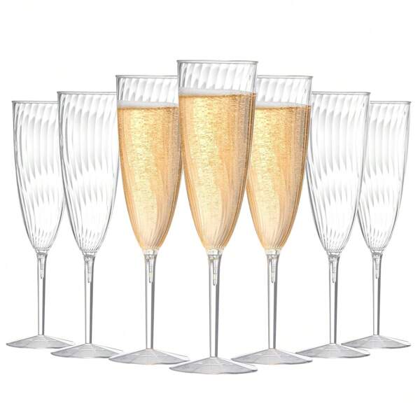 6-Ounce Clear Champagne Glasses, Disposable Cups Suitable For Parties, Weddings, Banquets, Family Holidays, Picnics, Cocktails, Mimosas, Bars, Engagements, Thanksgiving, Christmas, And Baking
