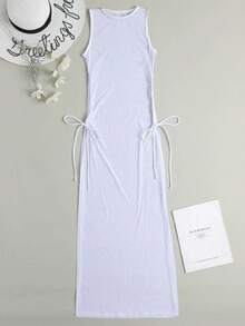 Bañador Bikini Triángulo Halter Con Cover Up 3 piezas,Conjunto De Bikini Halter Con Micro Triángulo De Malla De 3 Paquetes De Summer Beach - Blanco - Ver 4