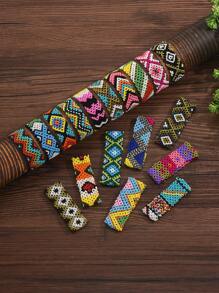 1pc Bohemian Style Beaded Elastic Bracelet For Women (Bead Color And Floral Pattern May Vary Slightly)